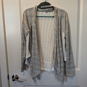 Women's Proof Gray/White Sheer Back Cardigan, Size Large
